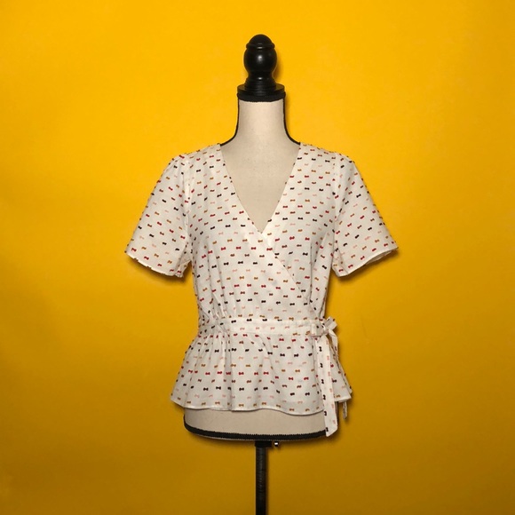 Madewell short sleeve  V-neck wrap tie top - Picture 1 of 10